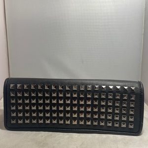 Black Silver Rockstud Single Flap envelope clutch